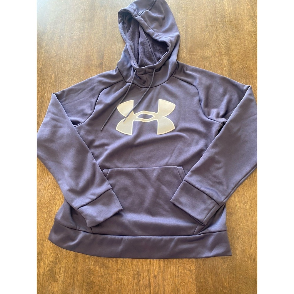 Under Armour Storm Hoodie Blue Logo Pullover Womens Small Loose Fit Sweatshirt